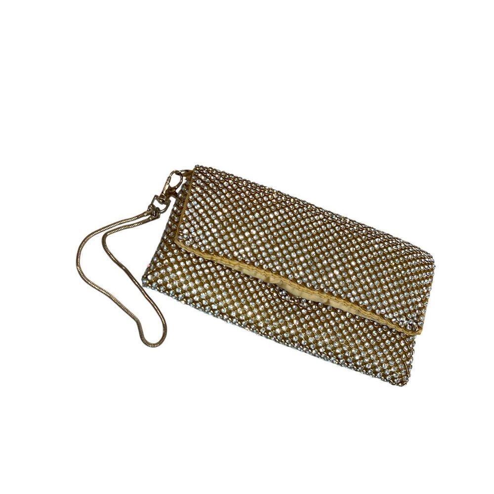 Cache Women's Bling Rhinestone Embellished Evening Clutch Bag Gold OS